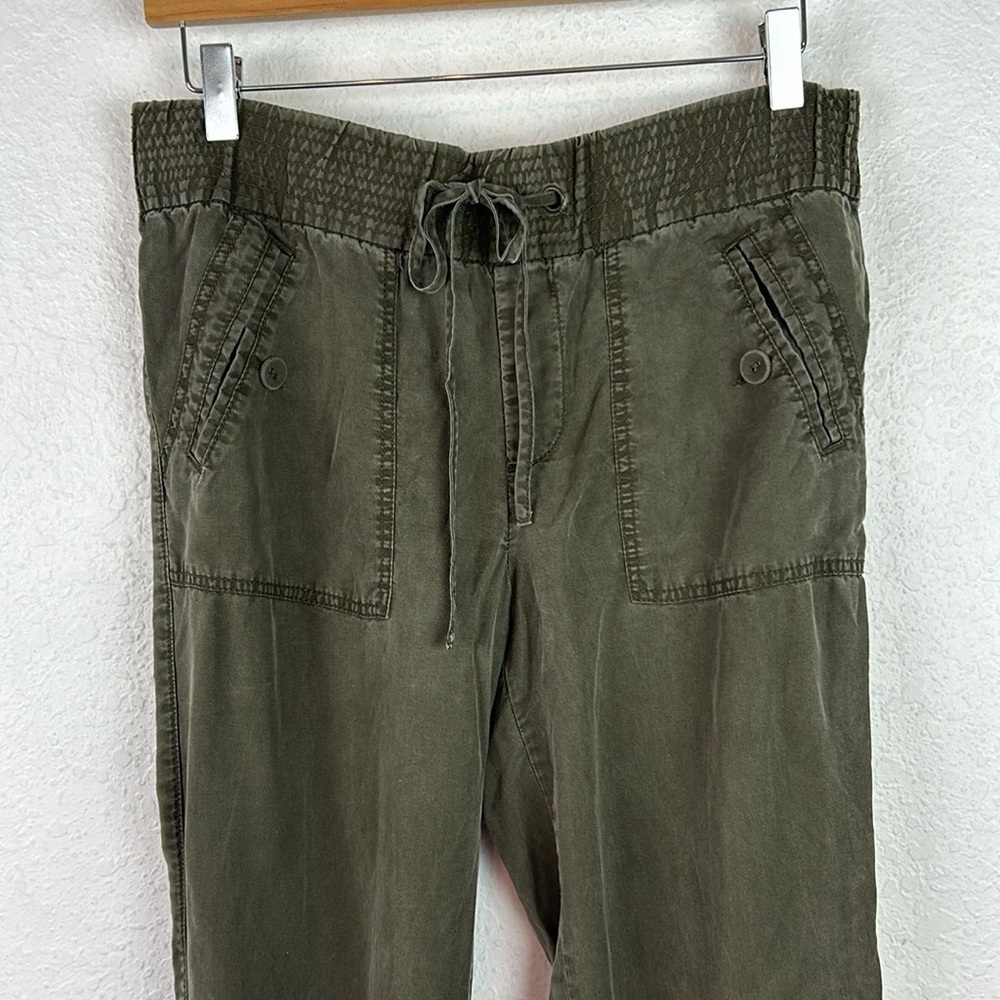 Anthropologie Olive Green Cropped Drawstring Utility Pants